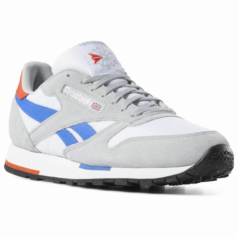 Tenisi Reebok Classic Leather Barbati Albi/Gri/Albastri Romania LC1303ZW